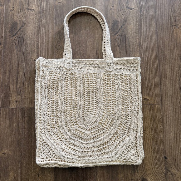 Universal Thread Handbags - Universal Thread Crochet Tote Bag Cream Boho Open Knit Shoulder Bag Cottagecore